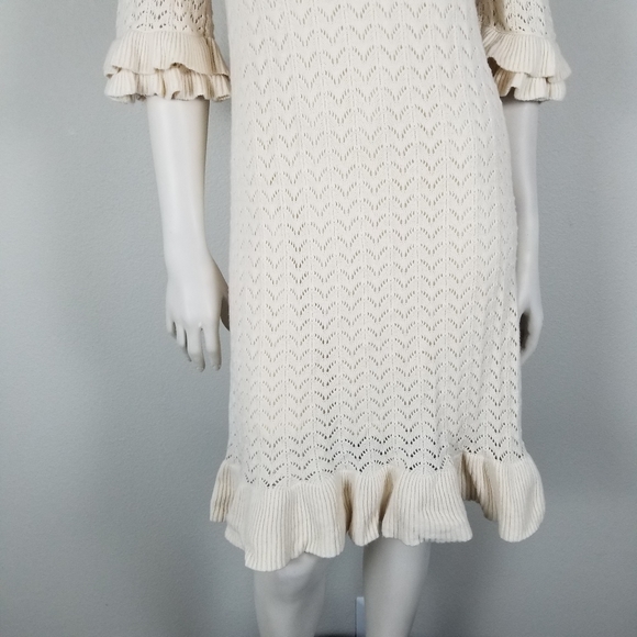 Happy X Nature Knit Ruffle Knee-length Dress in Cream Size Medium - Picture 5 of 9